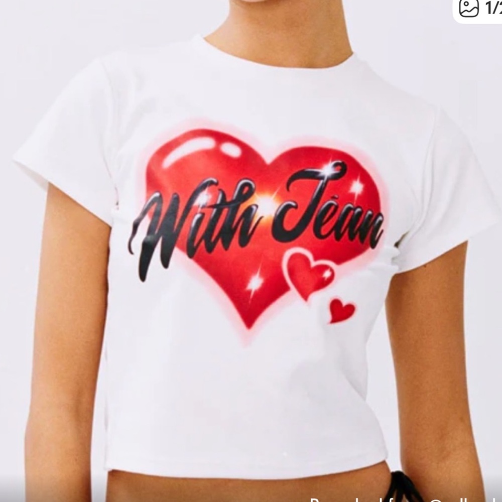 With Jean Red Heart Graphic Baby Tee